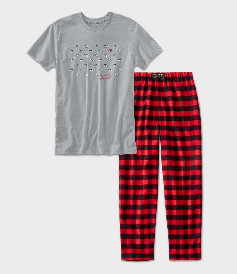 Adult Graphic Tee Cowadots Gray Pajama Set