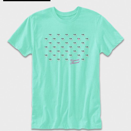 Adult Vermont Graphic Tee Cow A Dots Teal