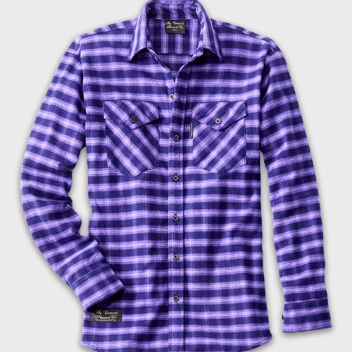 Classic Mens Flannel Shirt Purple Maze