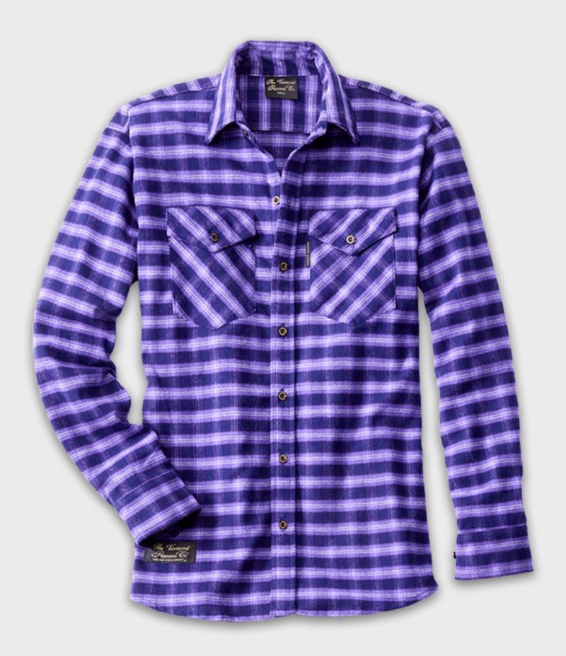 Classic Mens Flannel Shirt Purple Maze