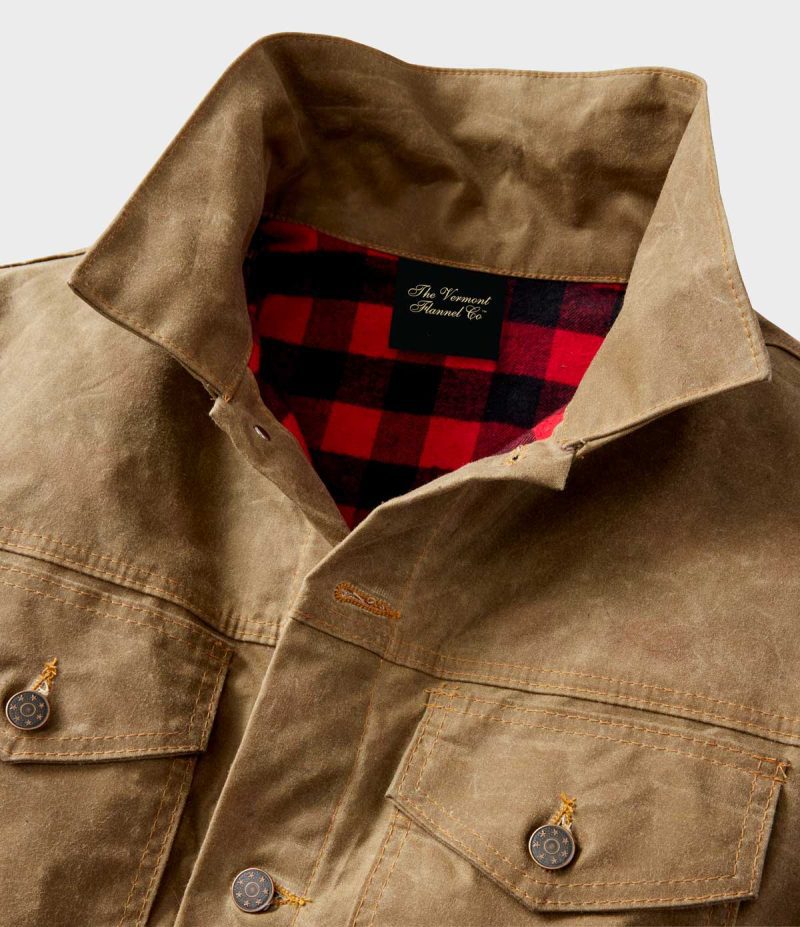 Field Khaki Waxed Canvas Jacket Collar