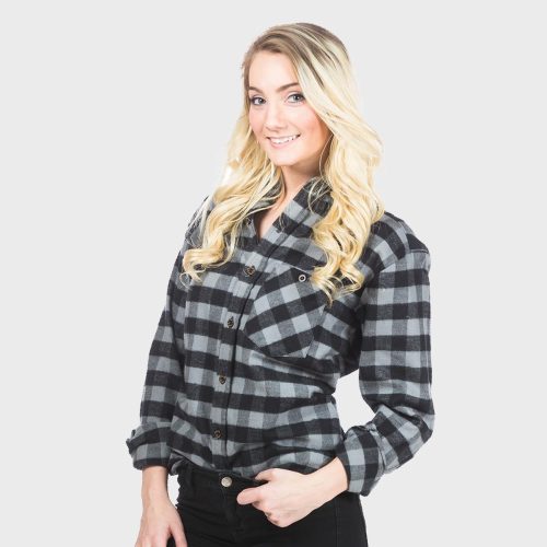 Fitted Flannel Shirt Gray Buffalo Black