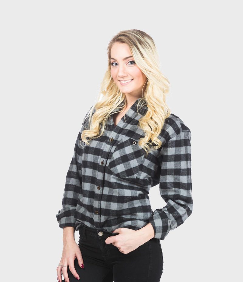 Fitted Flannel Shirt Gray Buffalo Black