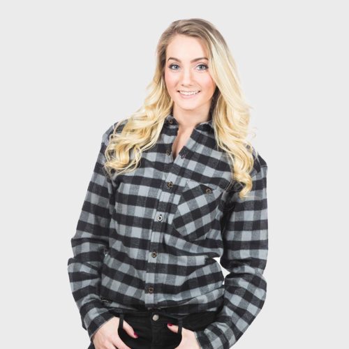 Fitted Flannel Shirt Gray Buffalo Womens