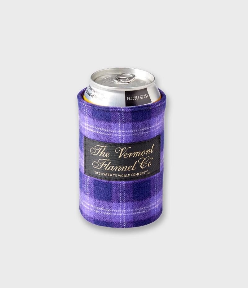 Flannel Beer Hug Koozie Purple Maze