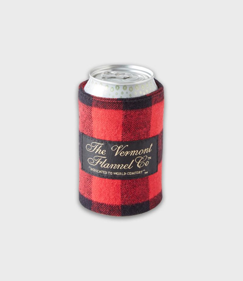 Flannel Beer Hug Koozie Red Buffalo