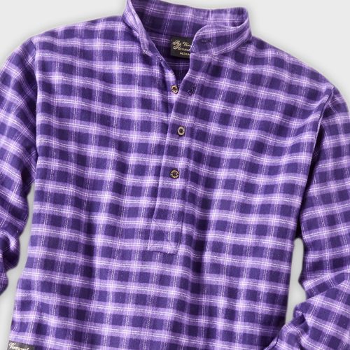 Flannel Henley Pullover Shirt Purple Maze