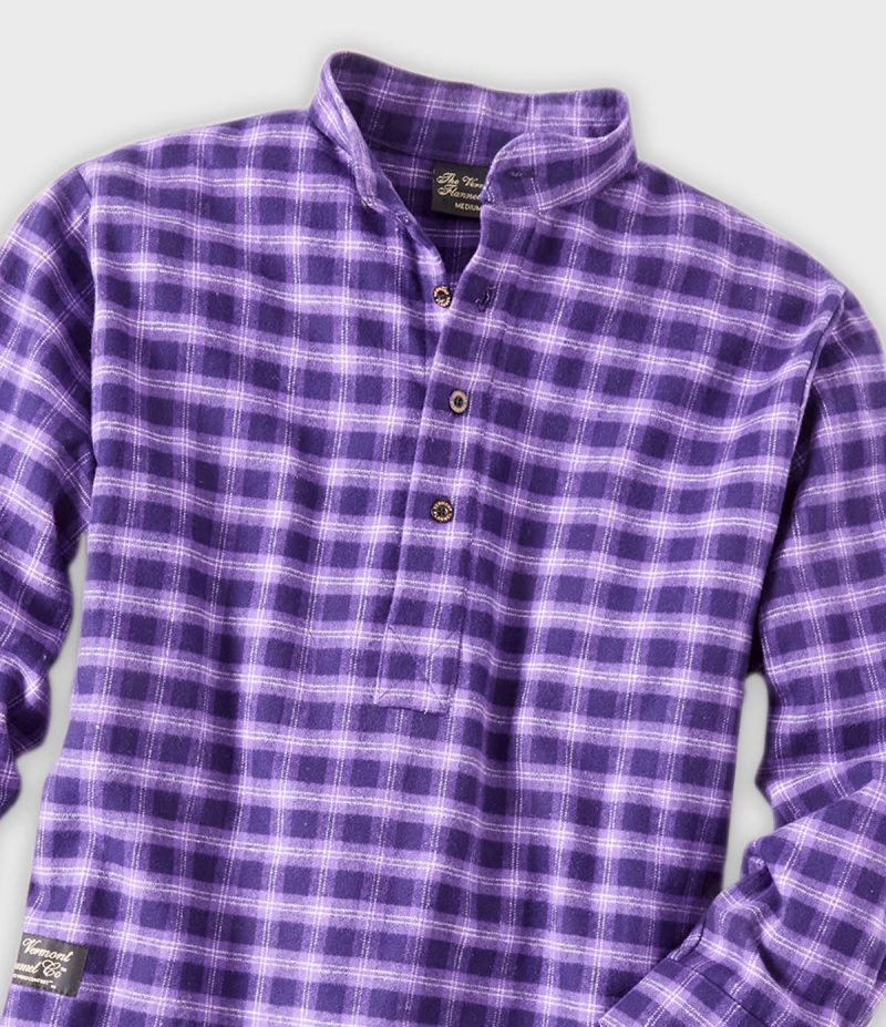 Flannel Henley Pullover Shirt Purple Maze