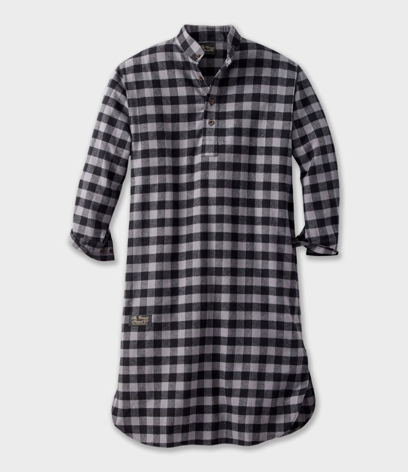 Flannel Night Shirt Gray Buffalo