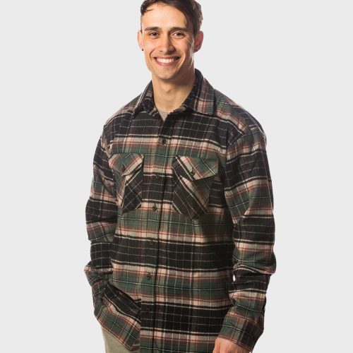 Mens Flannel Button Down Shirt Earth Brown Black