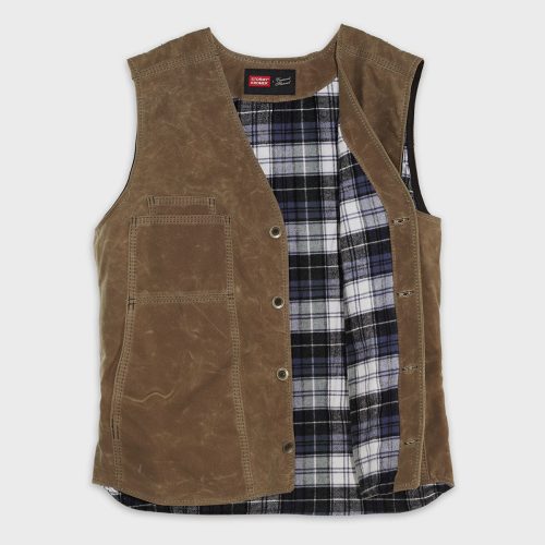 VFC Stormy Kromer Waxed Canvas Flannel Vest Campbell Interior 80e1741a c13a 47b5 83fb 11ba4922cc93