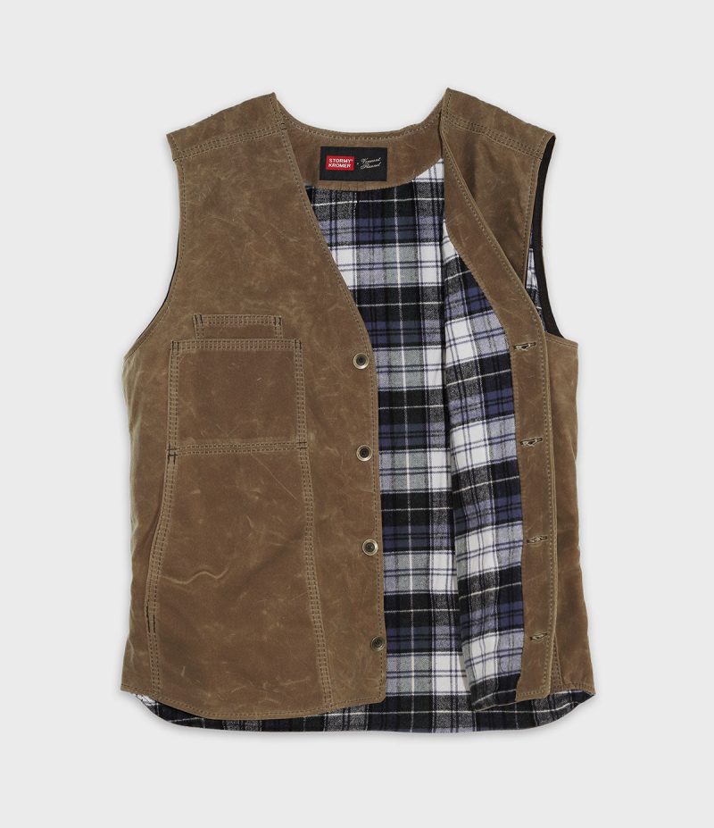 VFC Stormy Kromer Waxed Canvas Flannel Vest Campbell Interior 80e1741a c13a 47b5 83fb 11ba4922cc93