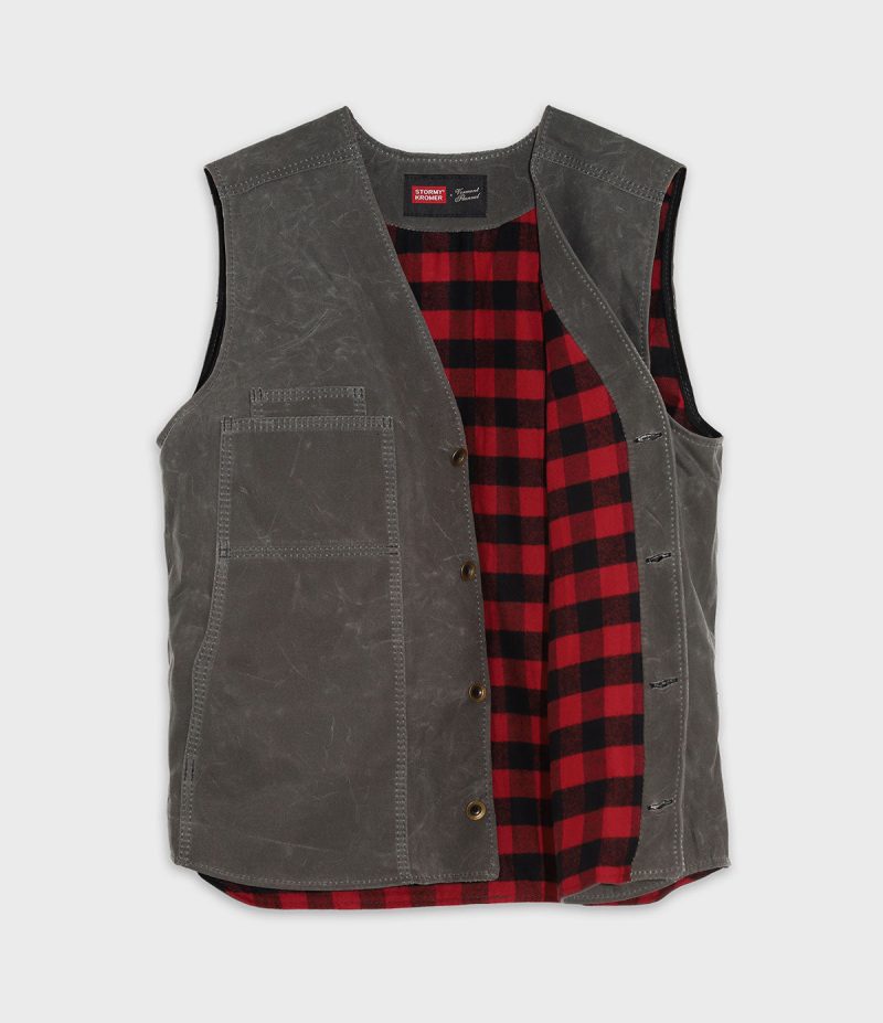 VFC Stormy Kromer Waxed Canvas Flannel Vest Red Buffalo Interior 435372dc 8d8b 4622 964f f2bcc8bf712e