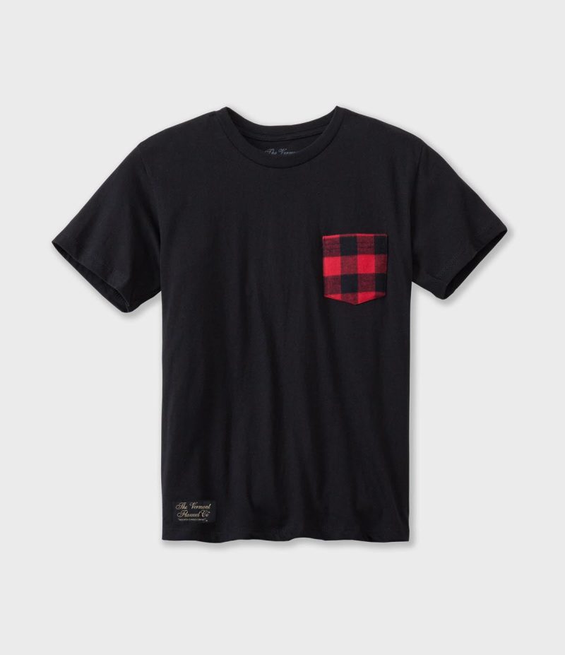 Youth Flannel Pocket T Shirt Red Buffalo